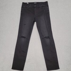 Express Jeans Mens 32x31 Black Distressed Mid Rise Slim Skinny Stretch Denim